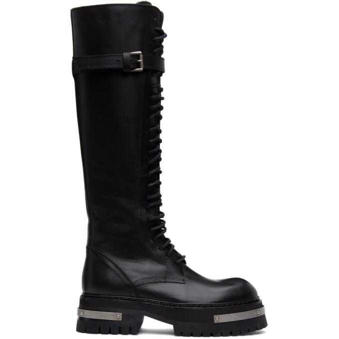 Ann Demeulemeester SSENSE Exclusive Black and Silver Oversized Sole Tucson Tall Boots