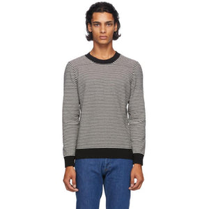 A.P.C. Black and White Striped Patrick Sweater