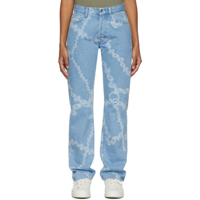 Aries Blue Lilly Chain Print Jeans