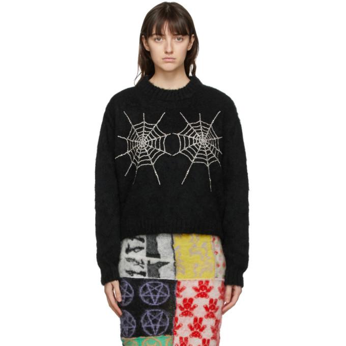 Ashley Williams Black Crystal Cobweb Sweater