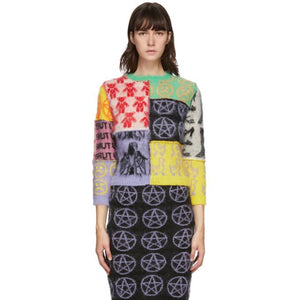Ashley Williams Multicolor Mohair Patchwork Sweater