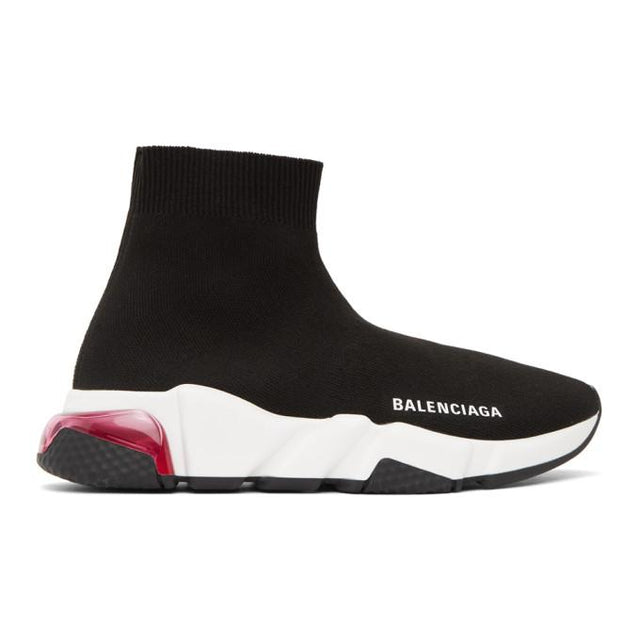 Balenciaga Black and Pink Clear Sole Speed Sneakers