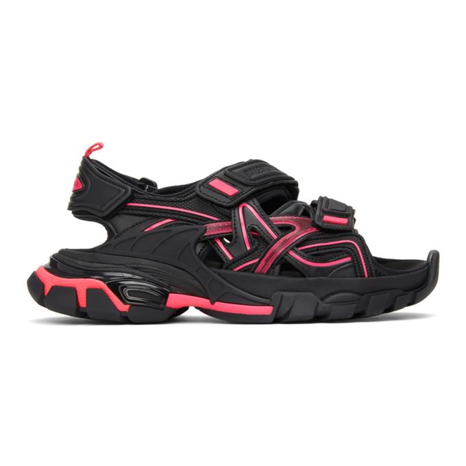 Balenciaga Black and Pink Track Sandals