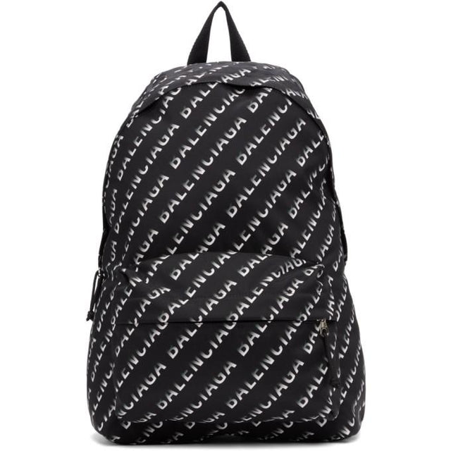 Balenciaga Black and White Gradient Logo Wheel Backpack