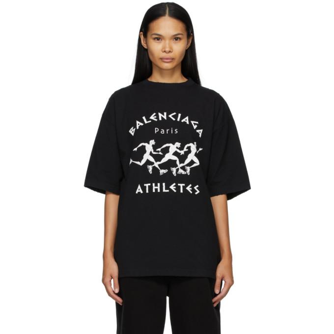 Balenciaga Black and White Marathon XL Fit T-Shirt