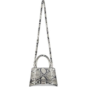 Balenciaga Black and White Snake Small Hourglass Bag