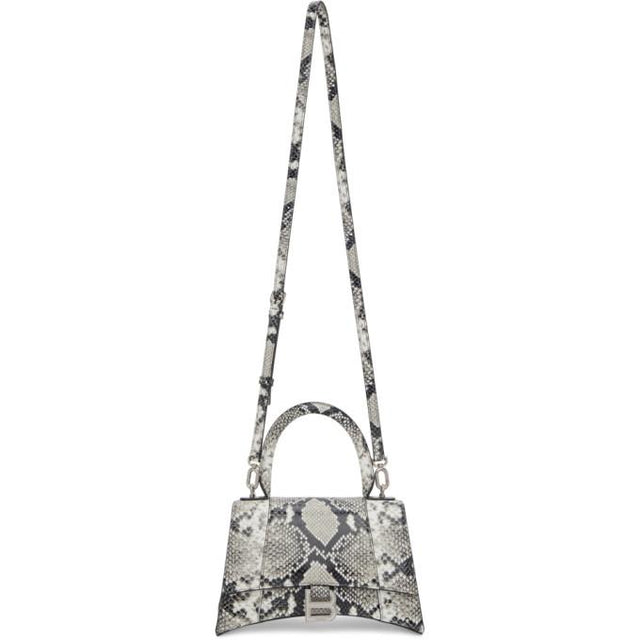 Balenciaga Black and White Snake Small Hourglass Bag