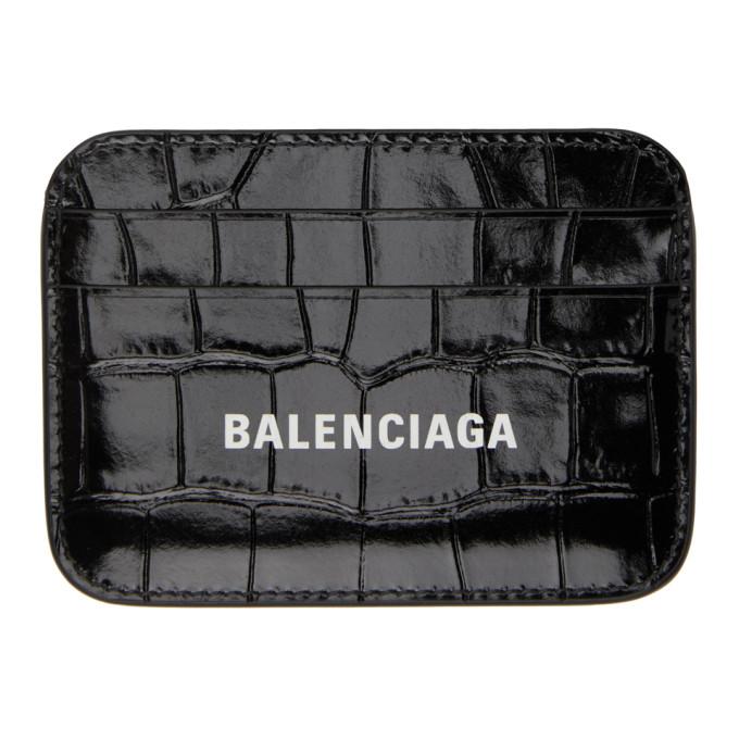 Balenciaga Black Croc Cash Card Holder