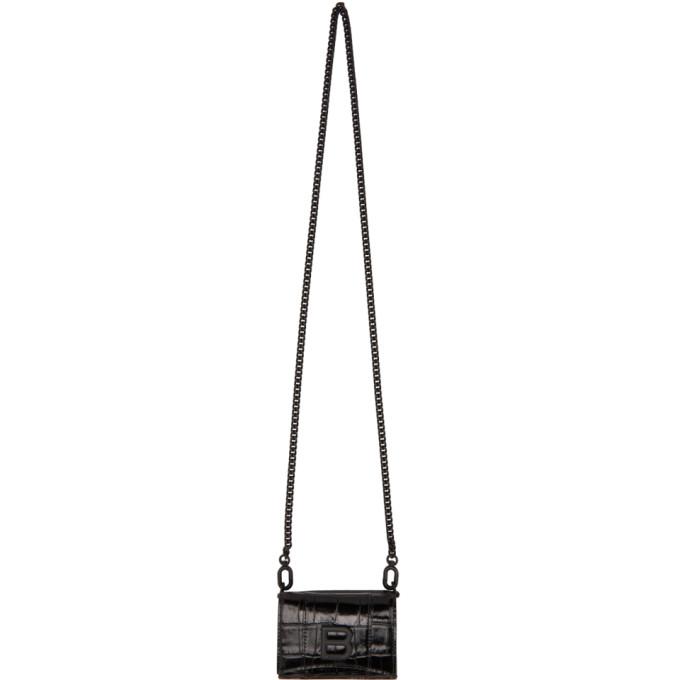 Balenciaga Silver Croc Mini Hourglass Wallet – BlackSkinny