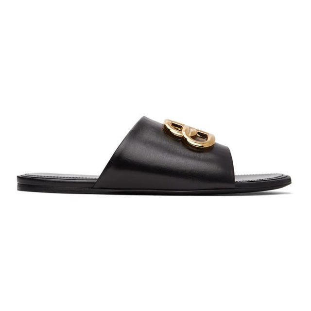 Balenciaga Black Oval BB Sandals