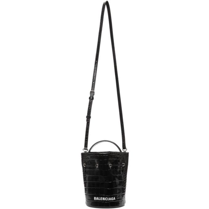 Balenciaga Black Shiny Croc XS Everyday Bucket Bag