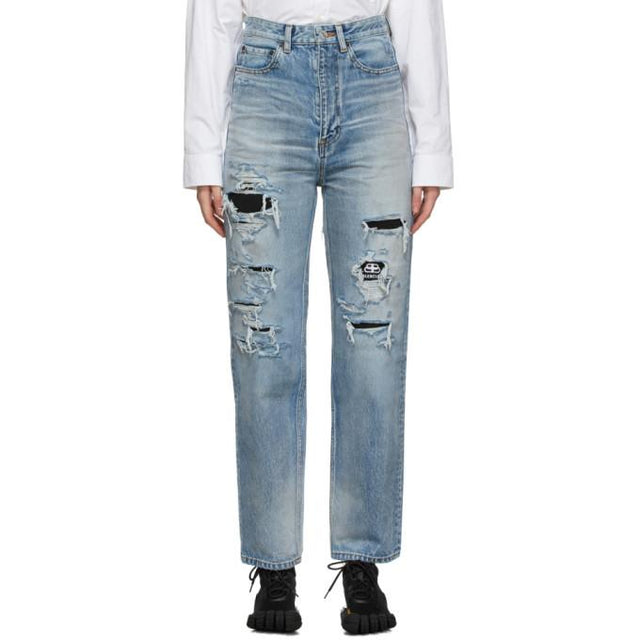 Balenciaga Blue Ripped Jeans
