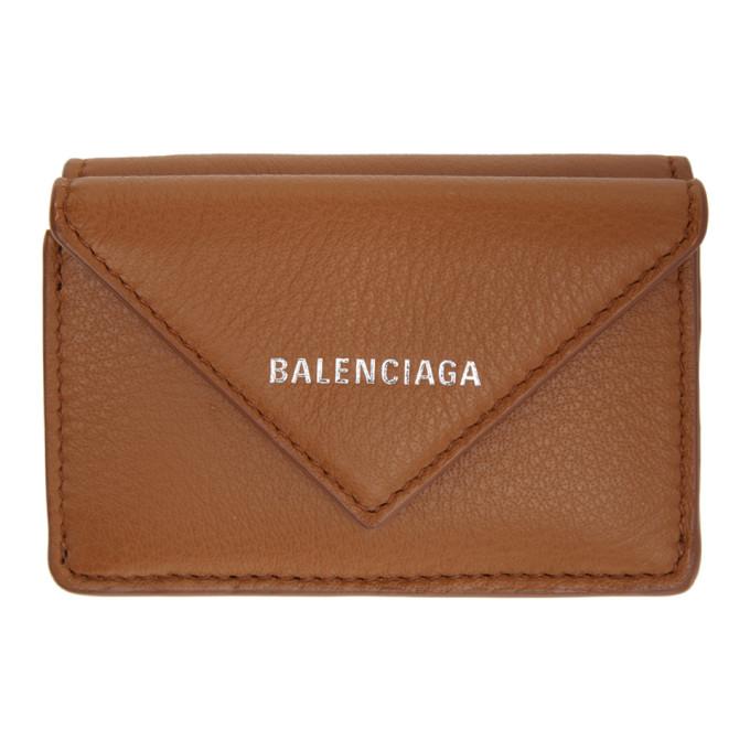 Balenciaga Brown Mini Envelope Papier Wallet