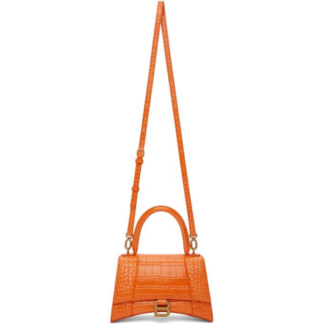 Balenciaga Orange Croc Small Hourglass Bag