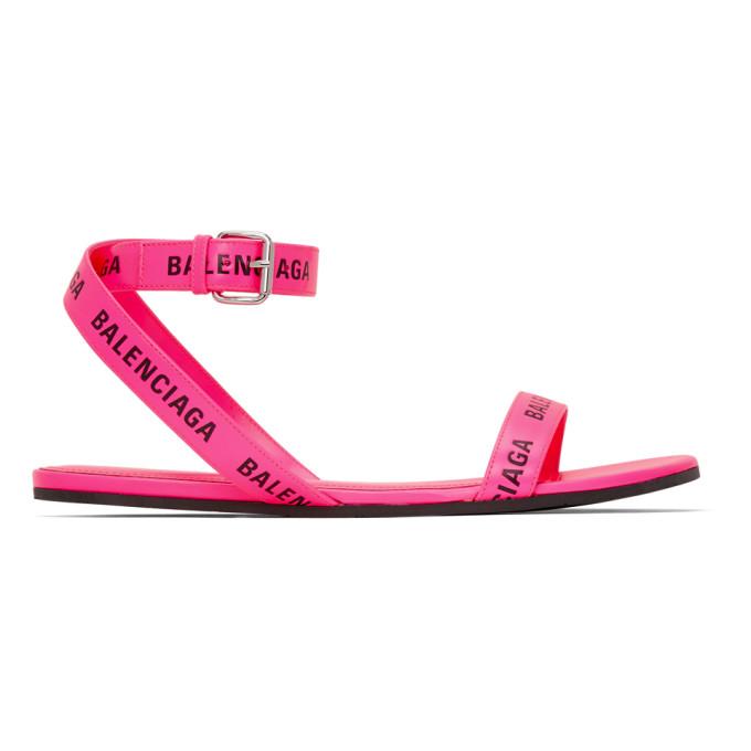 Balenciaga Pink Logo Strap Sandals – BlackSkinny