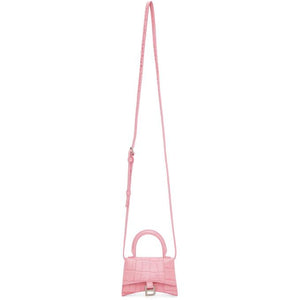 Balenciaga Hourglass Crocodile-Embossed Handbag - Pink