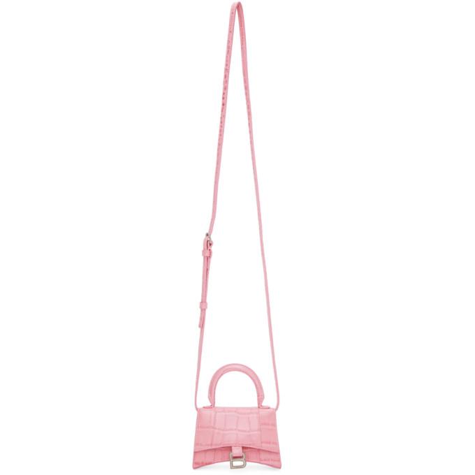 Balenciaga Pink Mini Croc Hourglass Bag