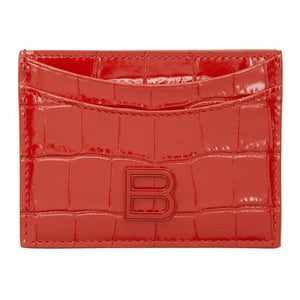 Balenciaga Red Croc Hourglass Card Holder