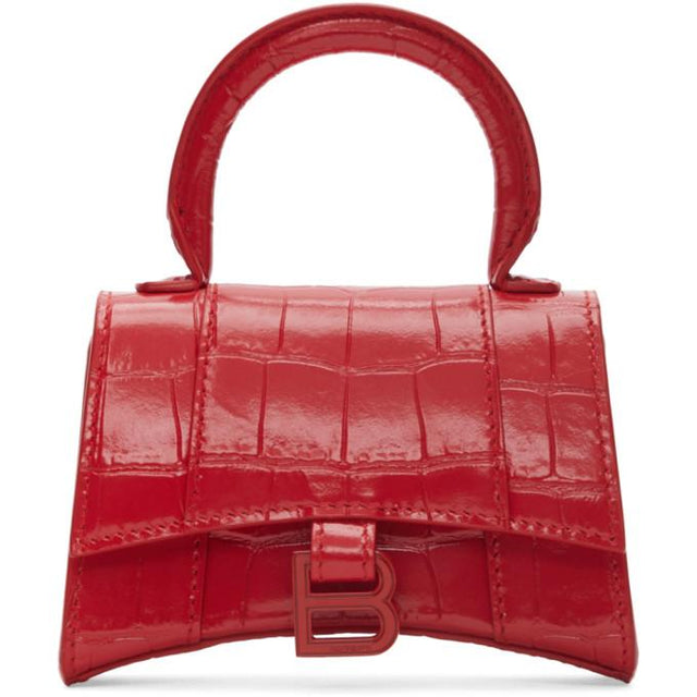 Balenciaga Red Croc Mini Hourglass Bag