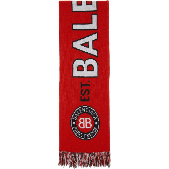 Balenciaga Red Knit Soccer Scarf