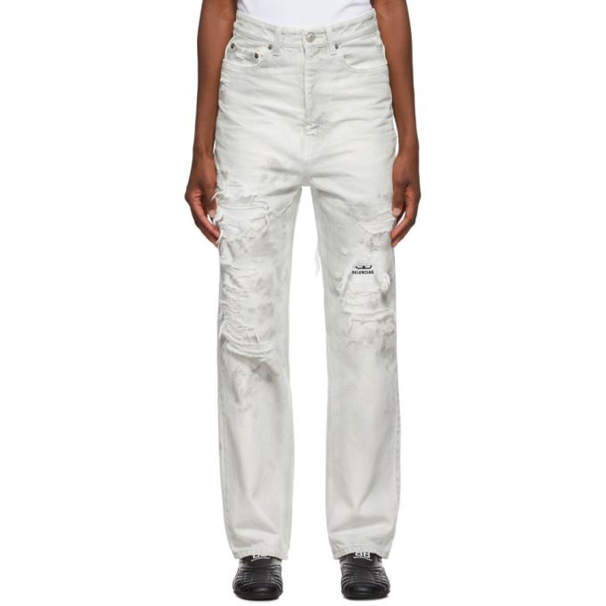 Balenciaga White and Grey Ripped Patch Jeans – BlackSkinny