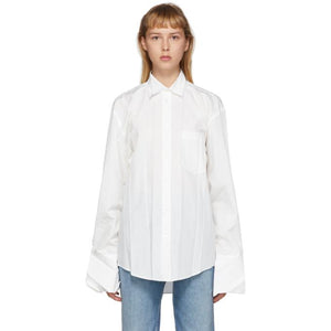 Balenciaga White Cotton Plissee Shirt