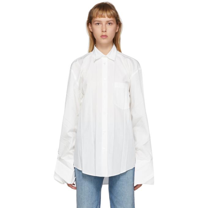 Balenciaga White Cotton Plissee Shirt