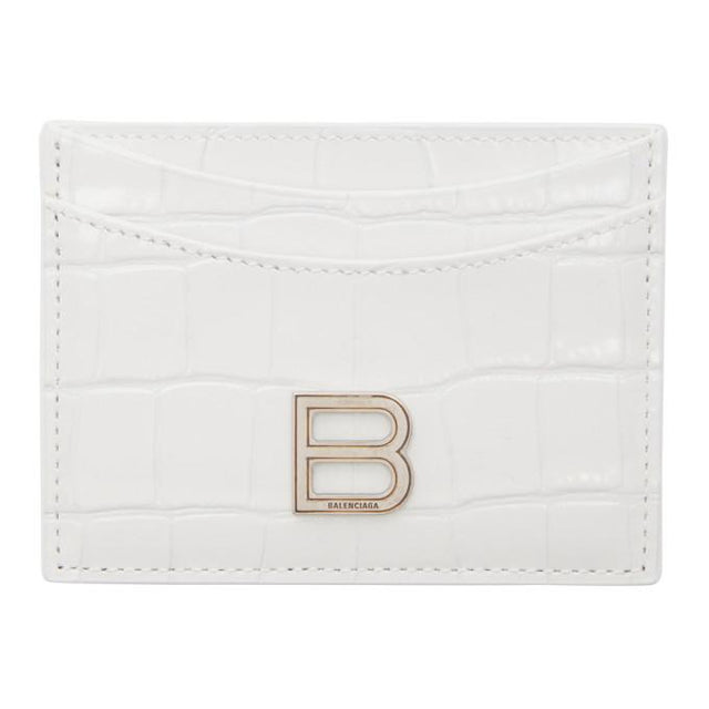 Balenciaga White Croc Hourglass Card Holder