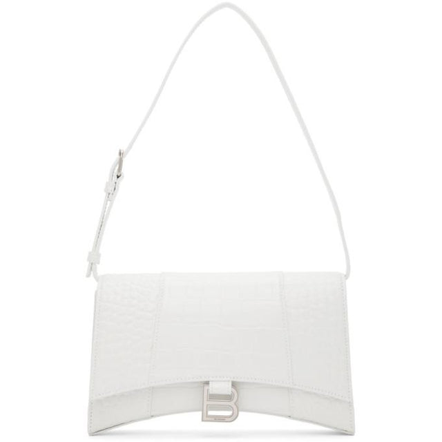 Balenciaga White Croc Slim Hourglass Sling Bag