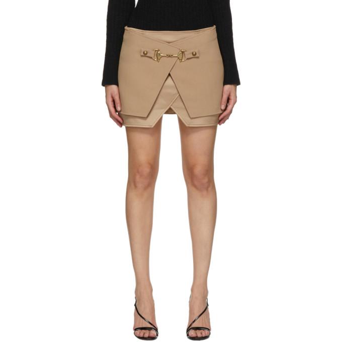 Balmain Beige Crepe and Satin Miniskirt