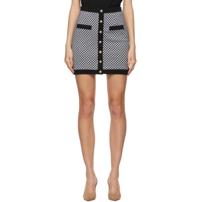 Balmain Black and White Gingham Miniskirt