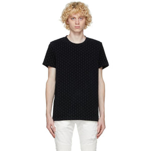 Balmain Black Flock Monogram T-Shirt