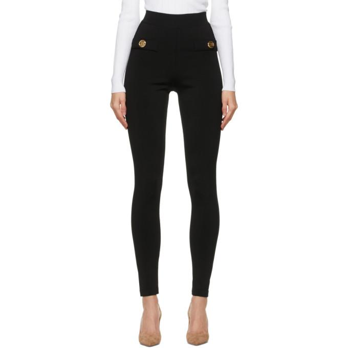 Balmain Black Viscose Zipped Leggings