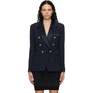 Balmain Navy Crepe Oversized Blazer