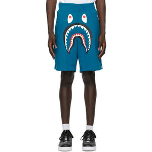 BAPE Blue Wide Shark Sweat Shorts