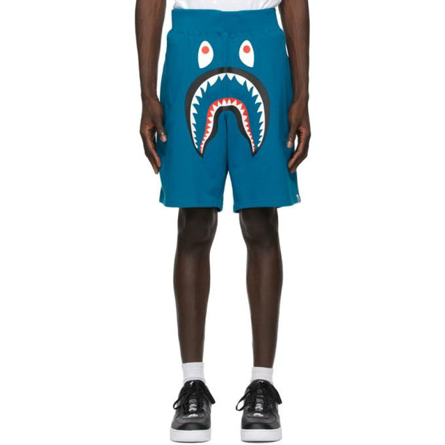 BAPE Blue Wide Shark Sweat Shorts