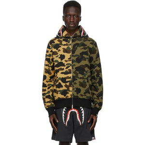 BAPE Green 1st Camo Half Shark Hoodie