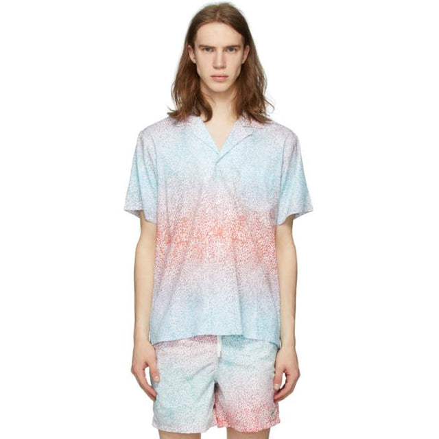 Bather Blue and Pink Gradient Cheetah Camp Shirt