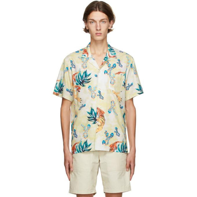 Bather Yellow Hawaiian Tiger Camp Shirt