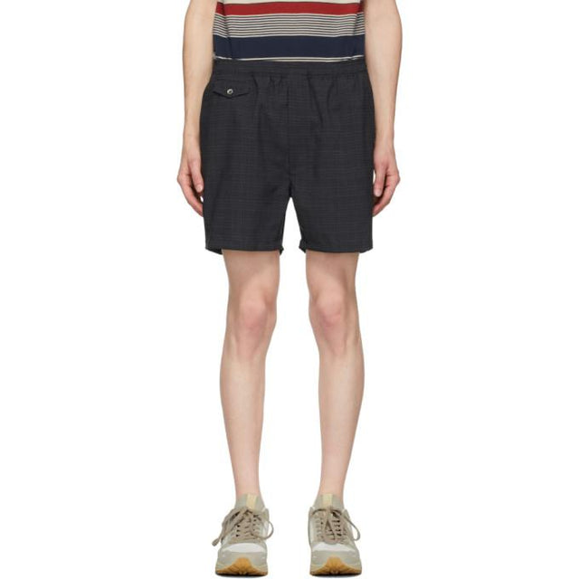BEAMS PLUS Black and Grey Shadow Check Shorts