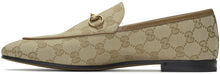 Gucci Beige Canvas GG Jordaan Loafers