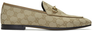 Gucci Beige Canvas GG Jordaan Loafers