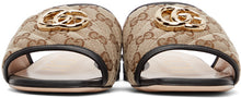 Gucci Beige Canvas GG Slides