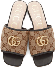 Gucci Beige Canvas GG Slides
