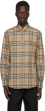 Burberry Beige Check Poplin Shirt - Burberry Beige Chemise popeline de chèque beige - 버버리 베이지 체크 포플린 셔츠