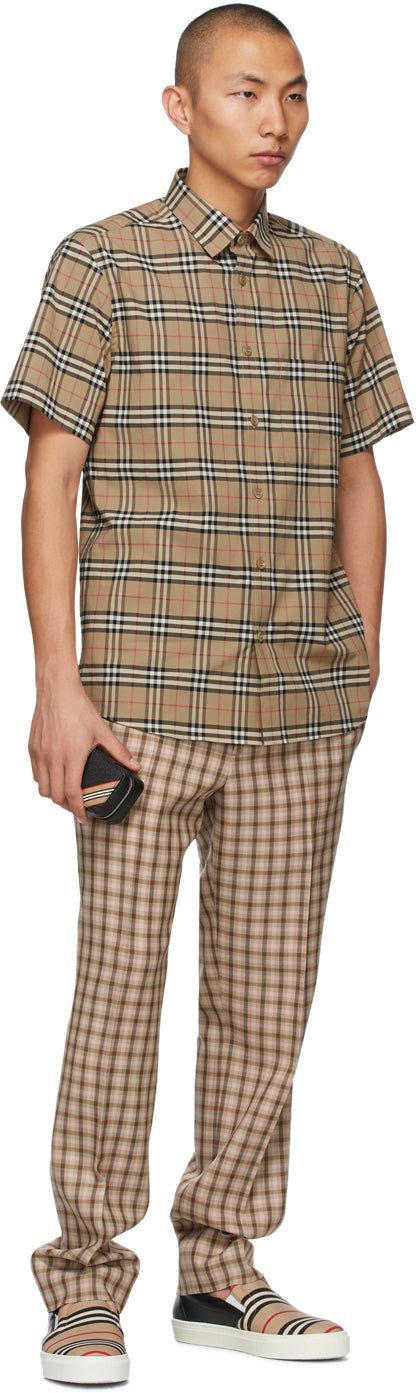 Burberry Beige Check Simpson Short Sleeve Shirt