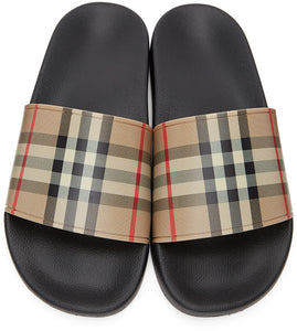 Burberry Beige Check Slides