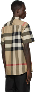 Burberry Beige Check Somerton Short Sleeve Shirt