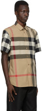 Burberry Beige Check Somerton Short Sleeve Shirt