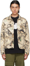 424 Beige Denim Money Print Classic Trucker Jacket - 424 veste de camionneur classique en denim de beige - 424 베이지 데님 돈을 인쇄 고전적인 트럭 재킷